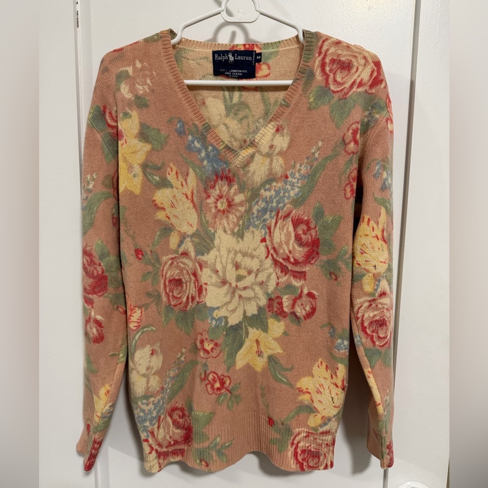 Vintage Ralph Lauren Floral V-Neck Sweater